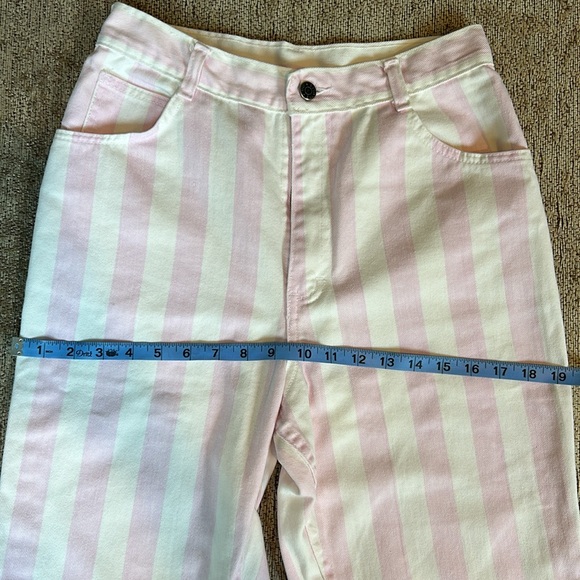 Vertical pink and white striped vintage long shorts/capris by No Excuses - Picture 5 of 6